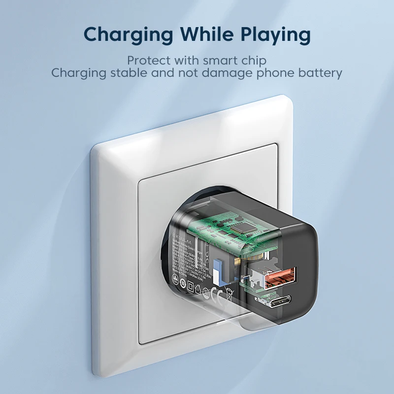 Устройство для быстрой зарядки KUULAA 33 Вт зарядное устройство GaN Type C USB iPhone 13 12 11 Max Pro