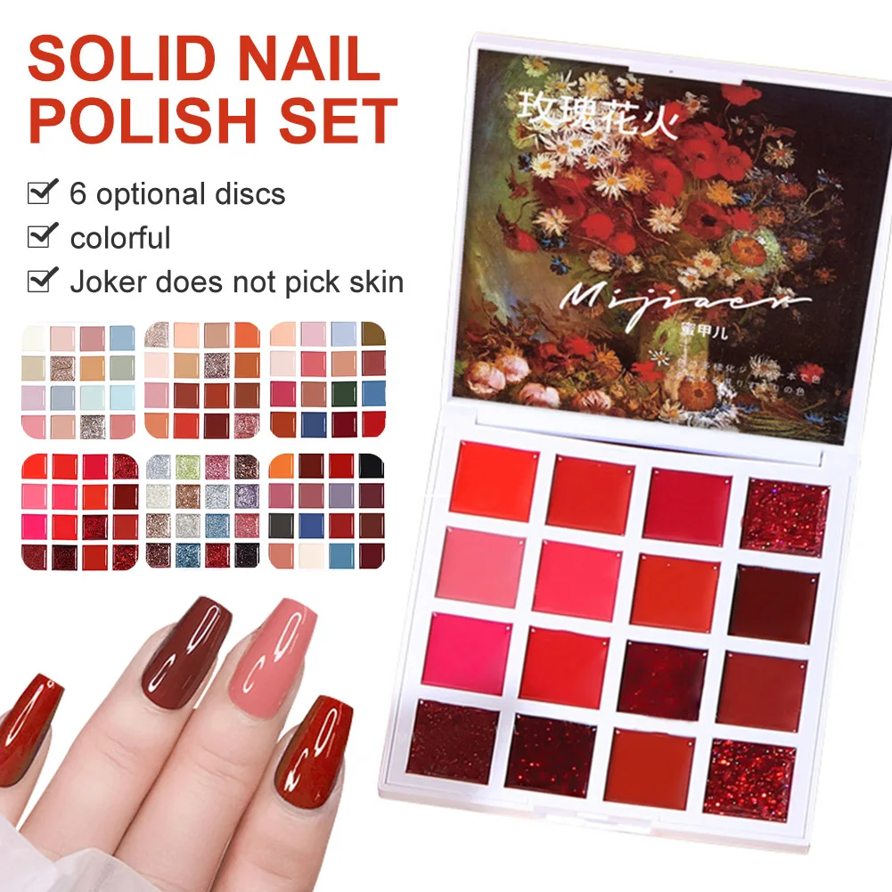 

16 Colors Solid Nail Gel Palette Solid Soak Off UV Gel Nail Polish Set Jelly Color Nail Varnish for Nail Art Salon Home DIY