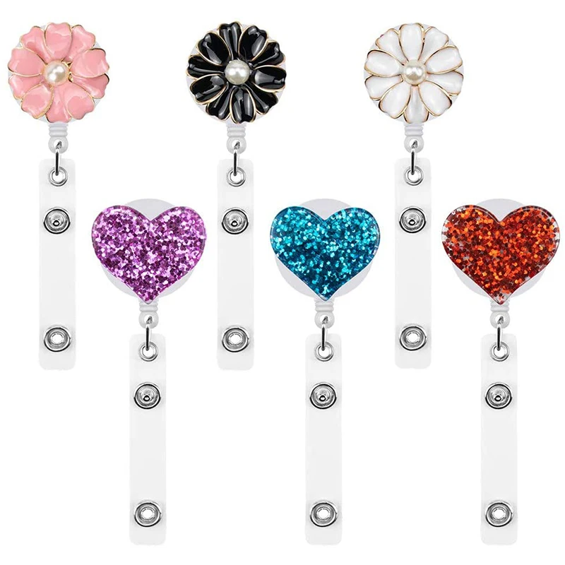 

Новый-упаковка из 6 выдвижных держателей для значков с зажимом, катушки для значков камелии и зажимы для знаков любви