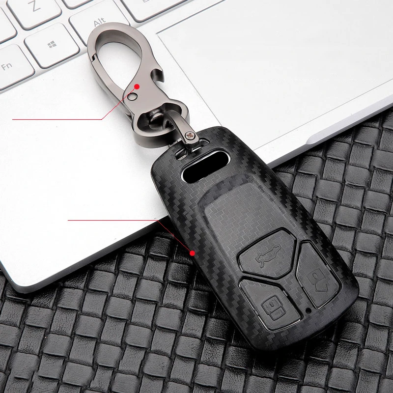 Глянцевый чехол для автомобильного ключа из углеродного волокна и АБС Audi 19 A6L/A4L/Q5L