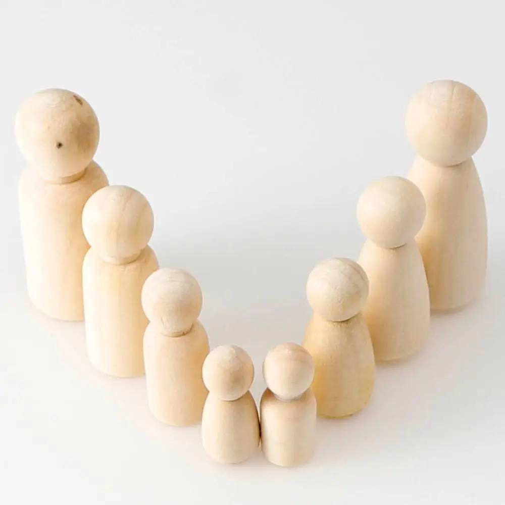 

5pc Wood Crafts Boy Girl Unfinished Wood DIY Art Craft Painting Family Men & Women Wood Peg Dolls Toys