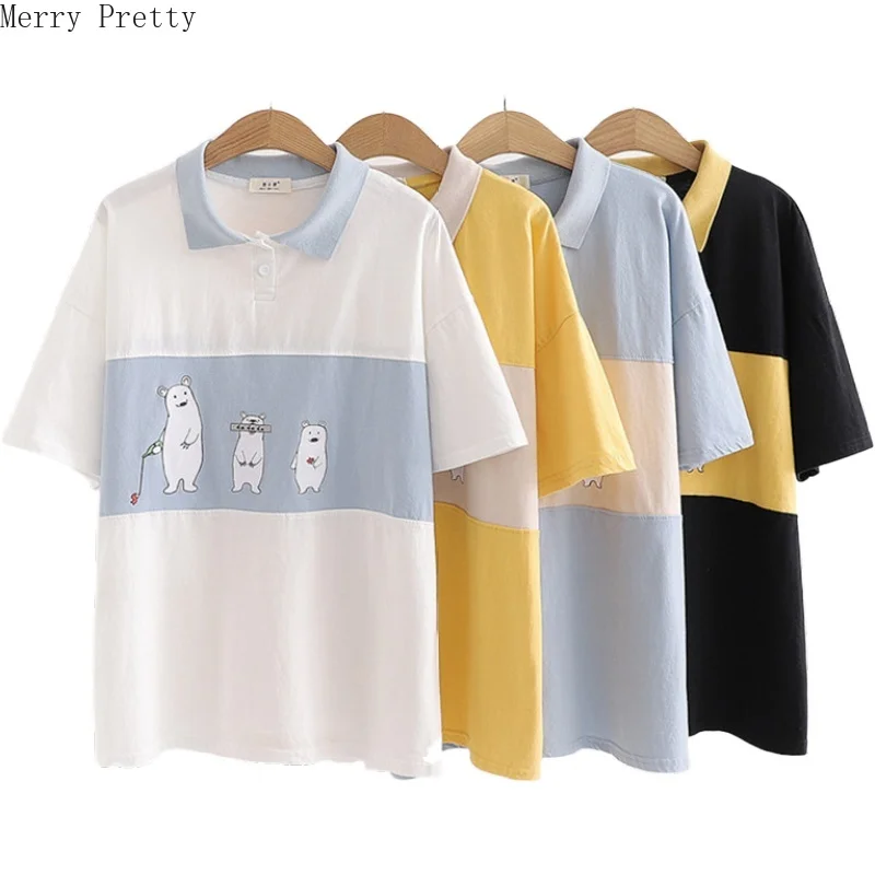 Женские забавные хлопковые футболки с мультяшным принтом Лоскутная футболка