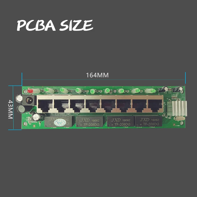 RJ45 UTP медь концентратора мини размер модуль PCBA 8 портов Сетевые коммутаторы