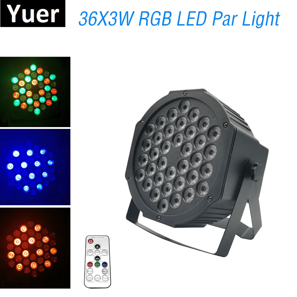 1 шт./лот светодиодные прожекторы Par 36X3W RGB сценические DMX512 подходит для дискотеки