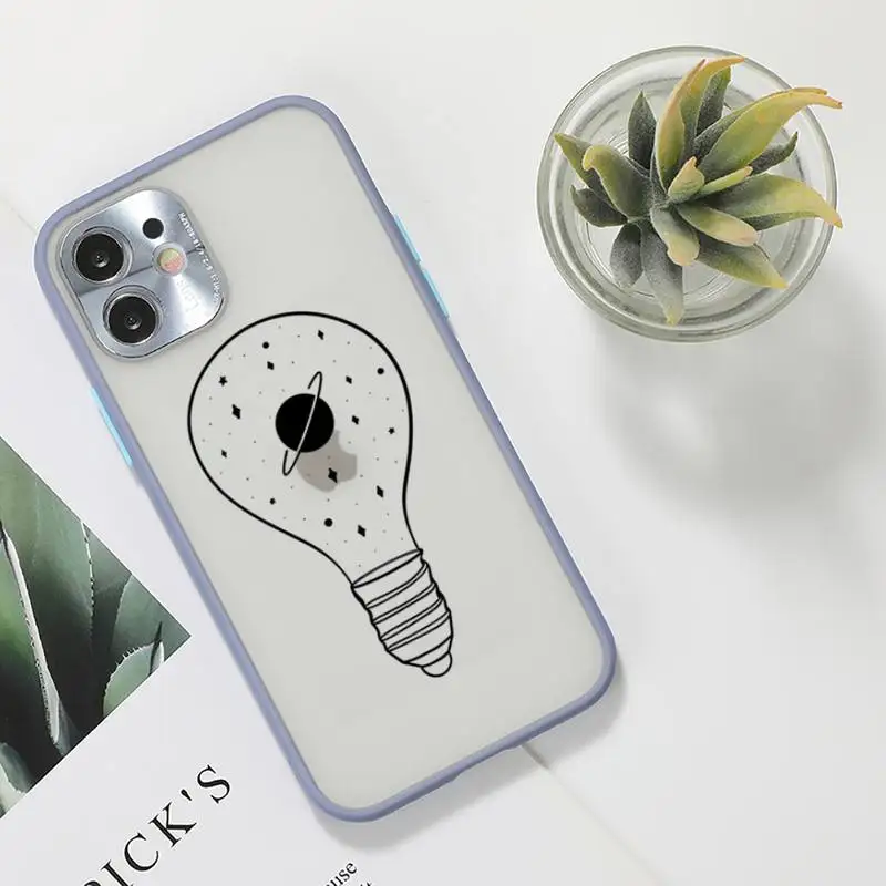 

Cartoon Creativity starry universe Phone Case For iPhone 12 11 Mini Pro XR XS Max 7 8 Plus X Matte transparent Gray Back Cover