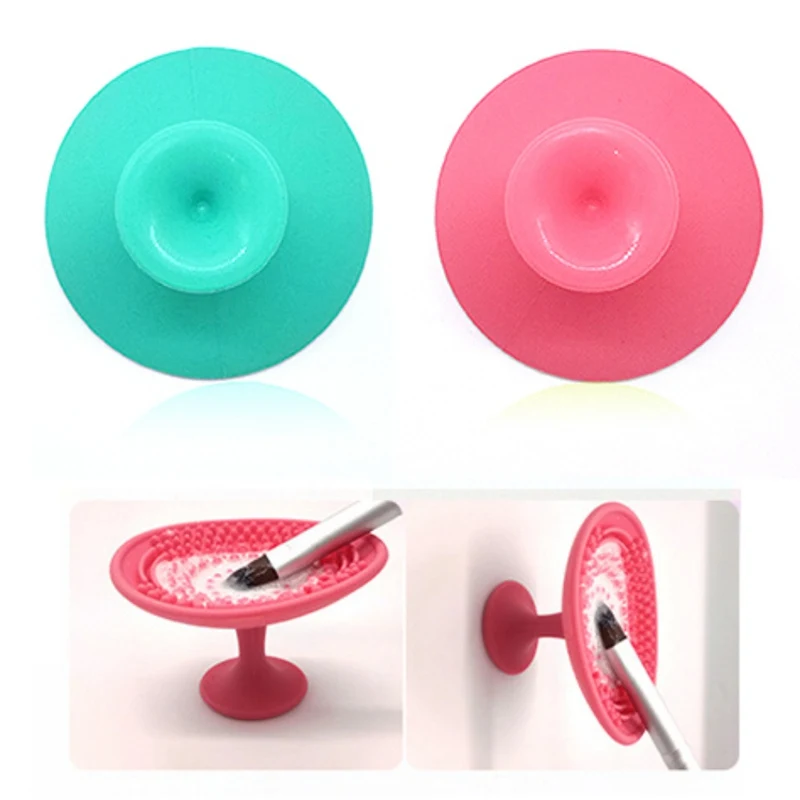 

Portable Makeup Tool Brush Cleaning Silicone Mat Solid Color Universal With Suction Cup Mat Brush Cleaning Tool
