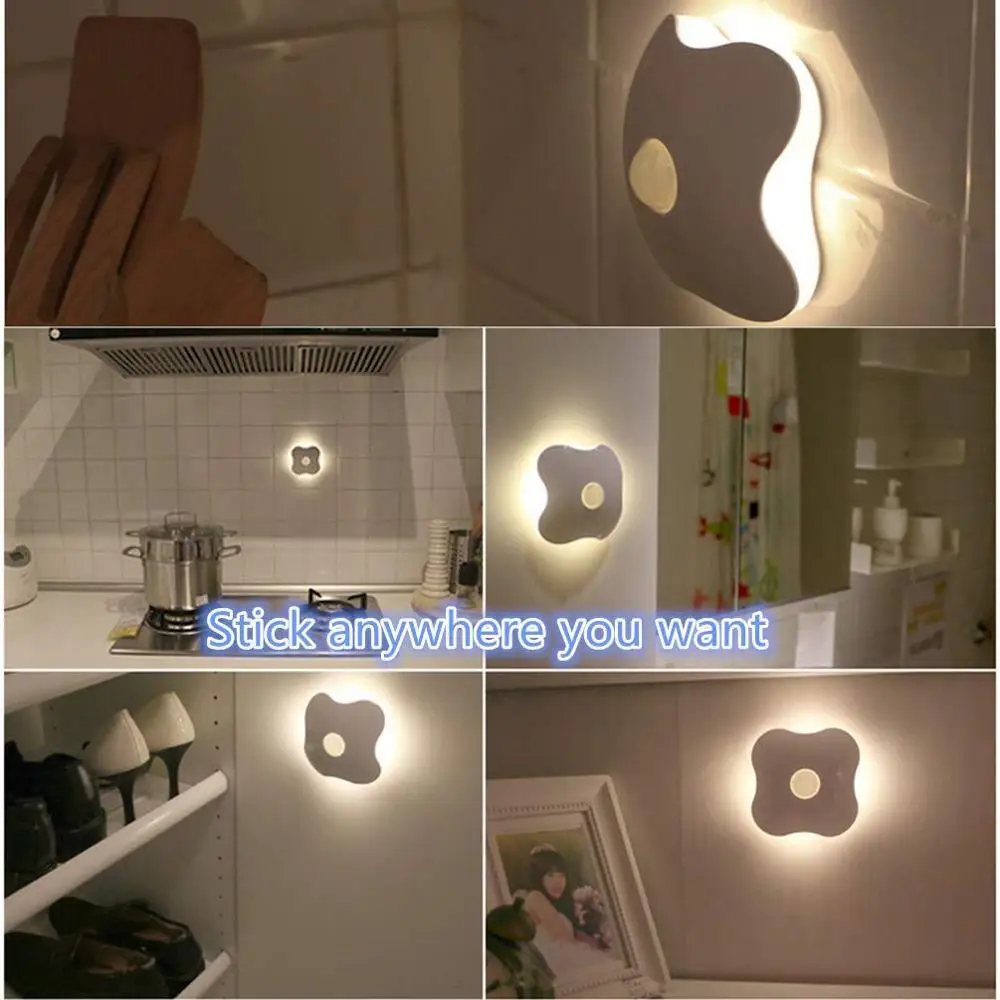 

Automatic Motion Sensor LED Night Light USB Rechargeable/Battery Powered Night Lamp Wall Lig For Baby Kids Home Bedside Lighting