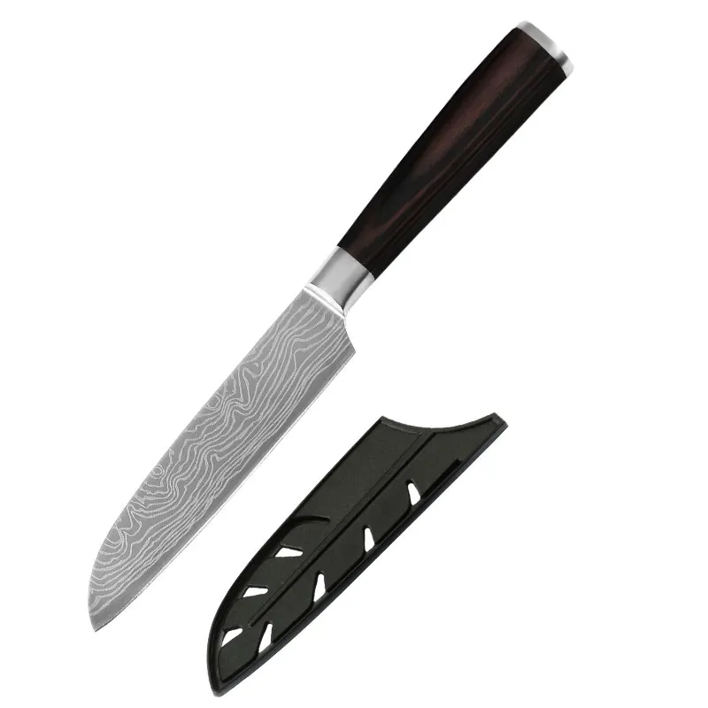 5 inch Santoku Knife Набор ножей из нержавеющей стали Santoku 8 дюймов поварские ножи с ножками дамасский узор Кухонные гаджеты Инструменты Посуда Ножи держатель - Цвет: 5 inch Santoku Knife