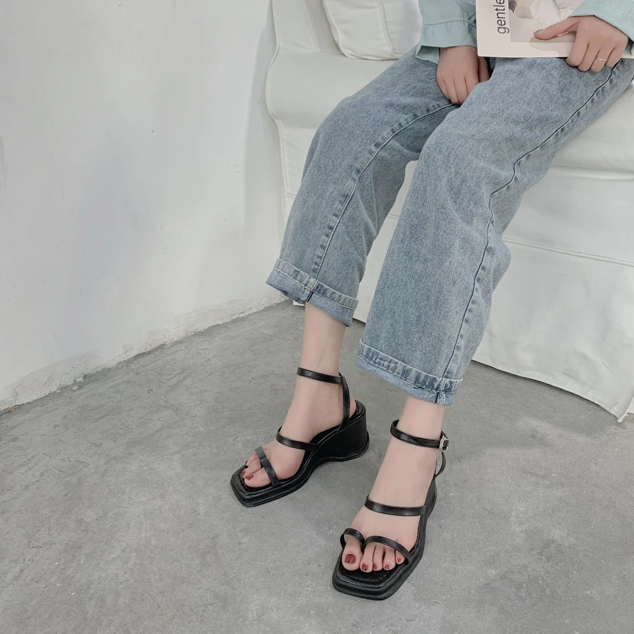 

Sandals women's summer 2021 new fashion wild ins trendy slope with ladies high heels summer