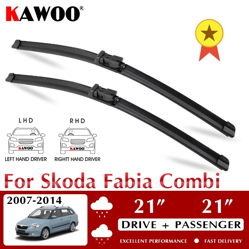 

KAWOO Wiper Car Wiper Blades For Skoda Fabia Combi 2007-2014 Windshield Windscreen Front Window Accessories 21"+21" LHD RHD