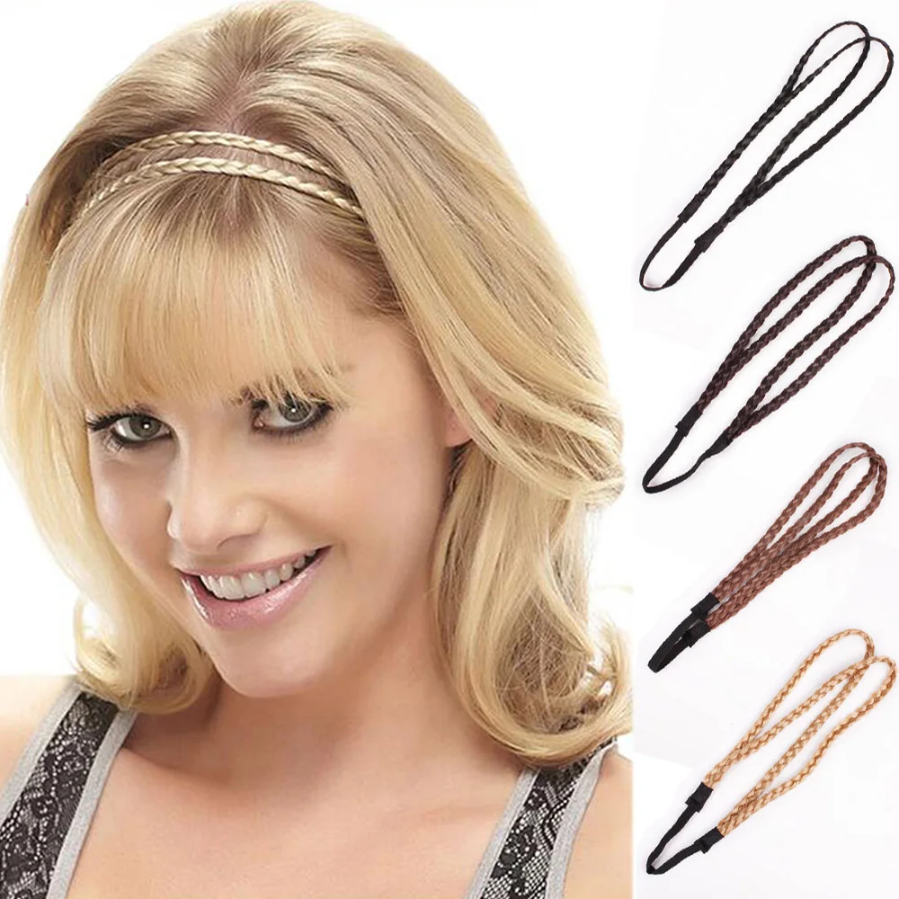 Модный синтетический парик двойная плетеная лента для волос Эластичная головная