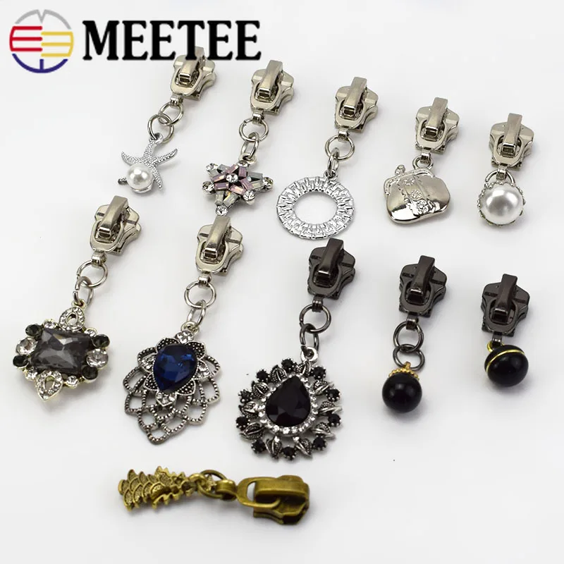 Meetee 5 шт. 5# металлические ползунки для молнии голова для металлической молнии DIY куртки одежда молния кулон Ремонтный комплект сумка Одежда Декор Аксессуары
