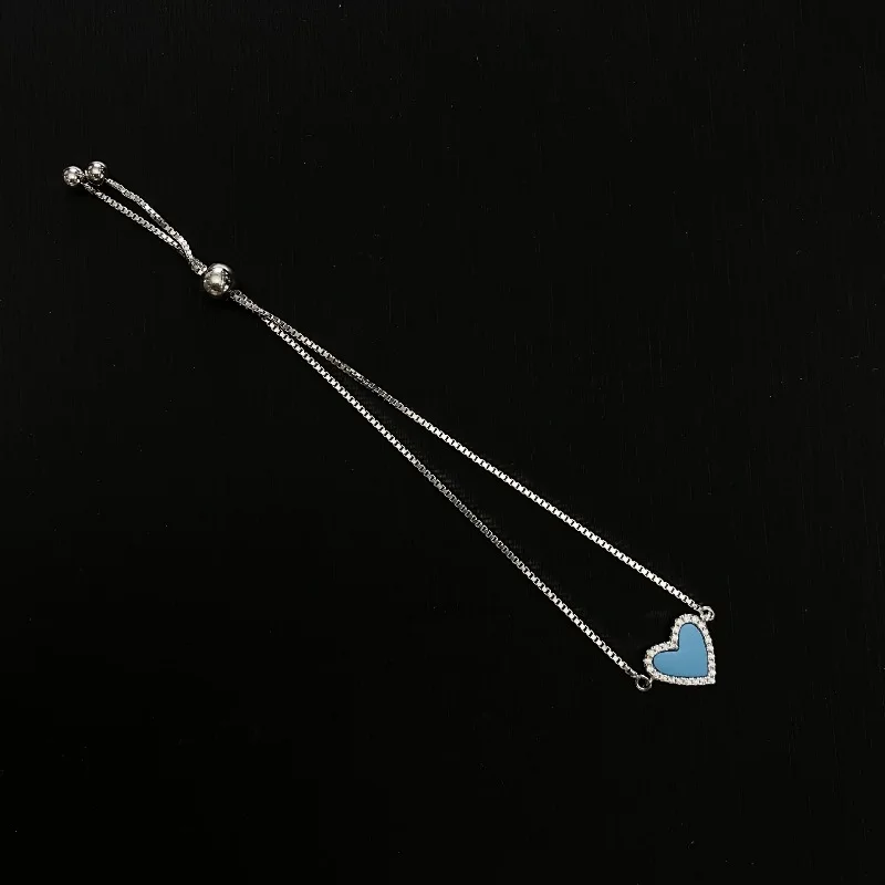 Браслет-цепочка женский из серебра 925 пробы с синим драгоценным камнем |