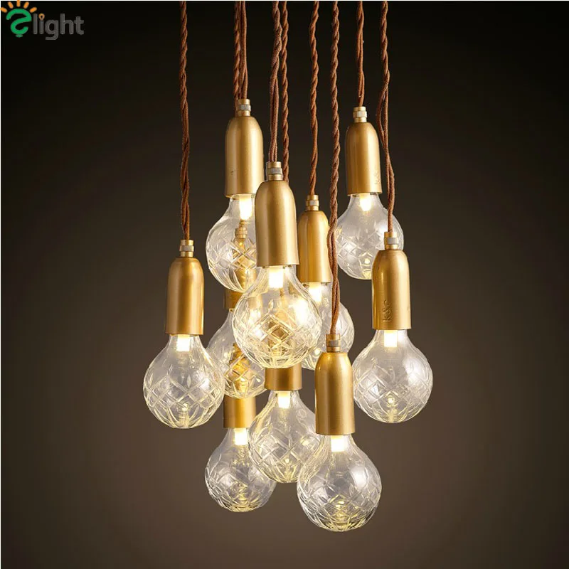 Современные DIY Стекло светодиодный подвесной светильник с золотой Led подвесная