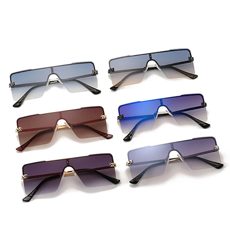 

New conjoined piece sunglasses European and American rimless sunglasses for men and women square sunglasses
