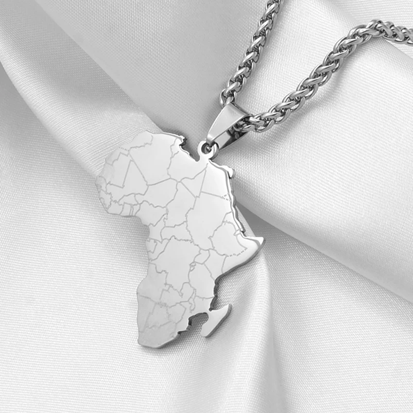 Anniyo хип хоп Стиль кулон Карта Африки ожерелье из нержавеющей стали ювелирные
