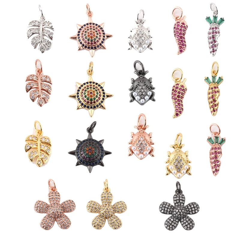 Шармы-Подвески для изготовления ювелирных изделий золотые цветы листья подвеска