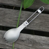 portable outdoor camping tableware titanium folding fork spoon with bag kitchen dinnerware lightweight only 17 5g ti5301 keith