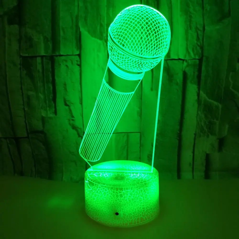 

Microphone 3d Colorful Night Light Touch Remote Control Led Night Lamp Illusion Gift 3d Creative Desk Lamps