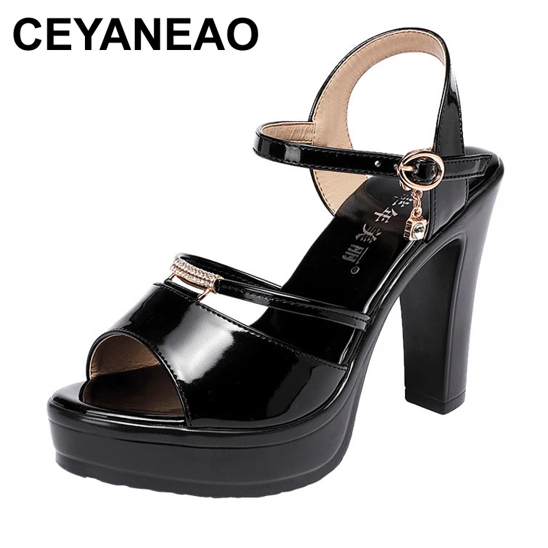 

CEYANEAO Plus Size32-43Block Heel Platform Sandals White Wedding Shoes Summer 2020 Elegant High Heels Sandals Women OfficeParty
