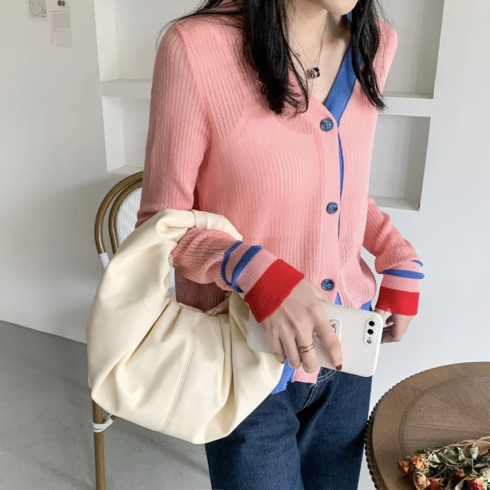 Женский свободный кардиган с V-образным вырезом в Корейском стиле |