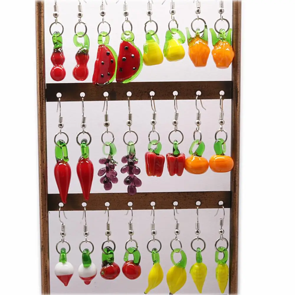 

5 Pairs Fashion New Sweet And Cute Peach Earrings Creative Personality Red Fruit Chili Pendant Temperament Wild Jewelry