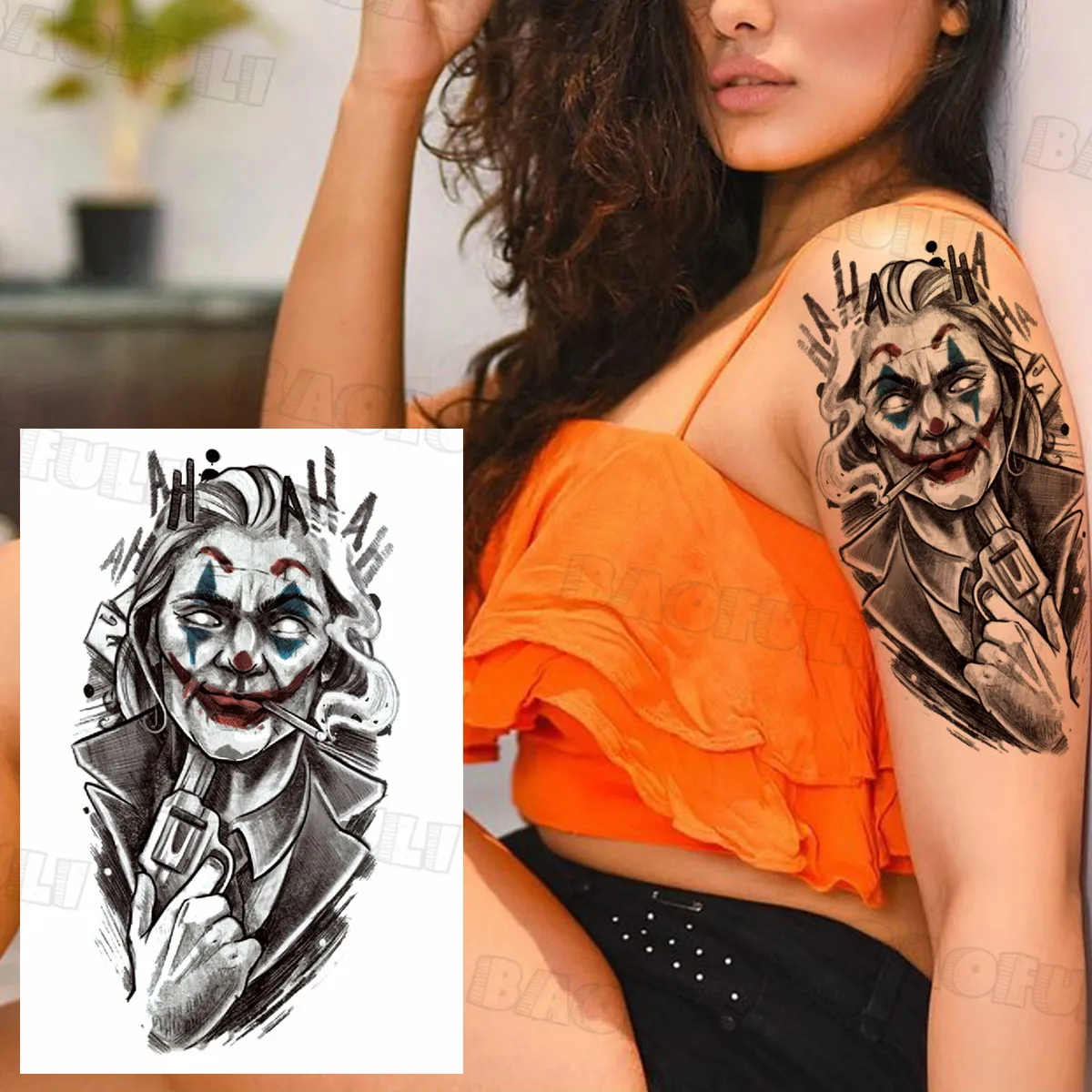 Временные татуировки для мужчин и женщин клоун Мамба змея пиратский череп