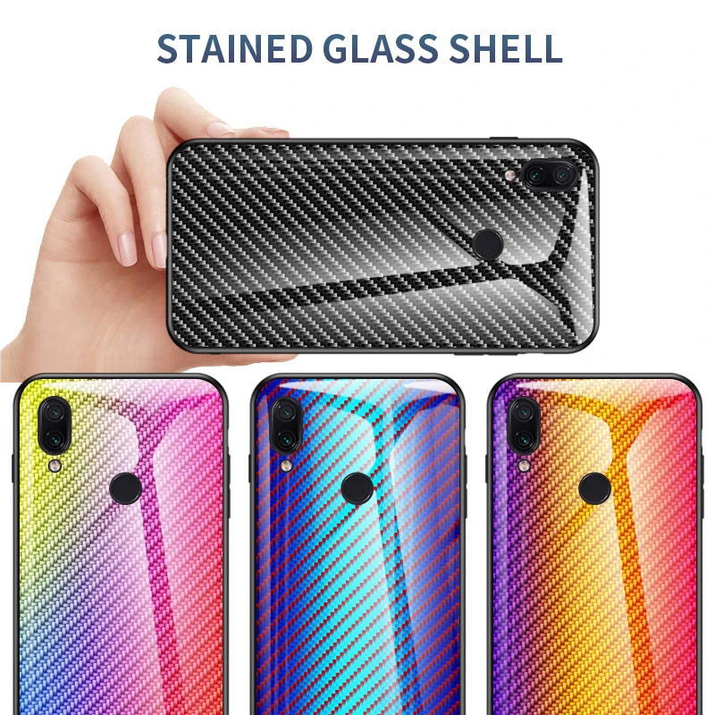 Чехол для Huawei Y5 Y6 Y7 Y9 2019 Prime Жесткий из закаленного стекла с градиентом защитный