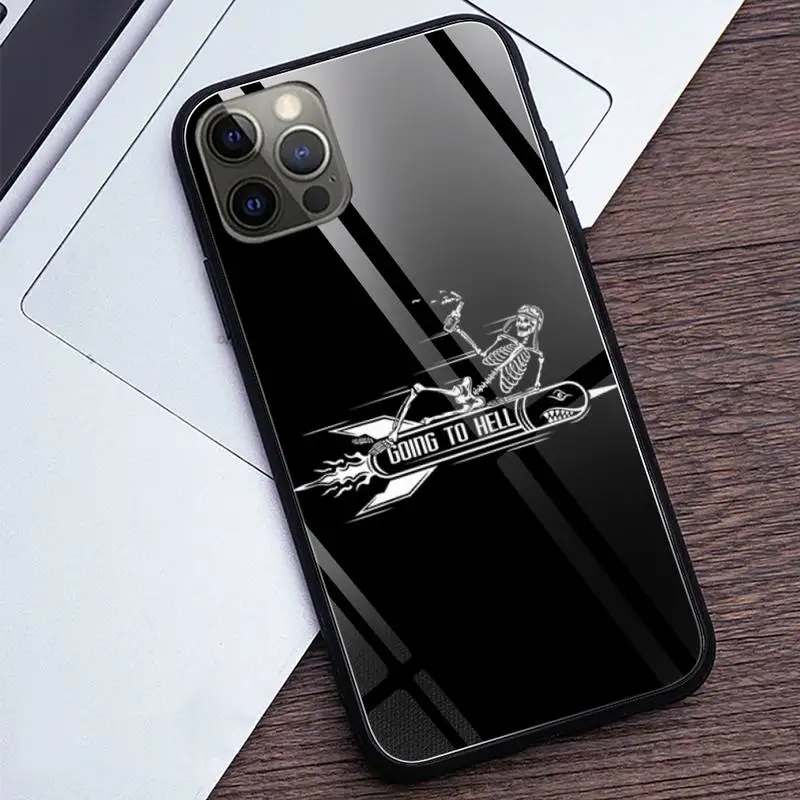 Чехлы для телефонов Grim Reaper Skull Skeleton закаленное стекло iPhone 12 11 Pro XR XS MAX 8X7 6S 6 Plus Max Mini