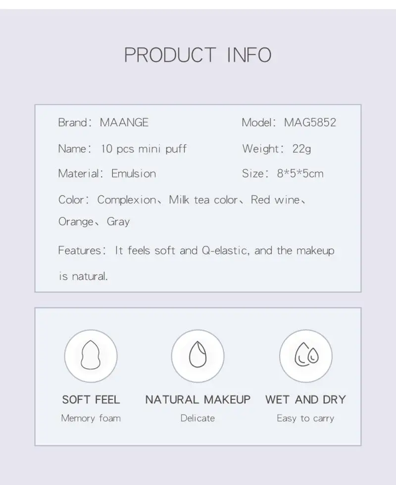 10 шт./компл. мини не латексная губка основа для макияжа сухой и влажной уборки