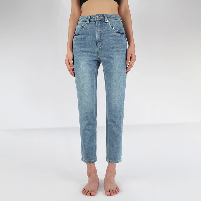 Vgoze потертый мягкий материал Осень Новый стиль 2020 Высокая талия синие зауженные