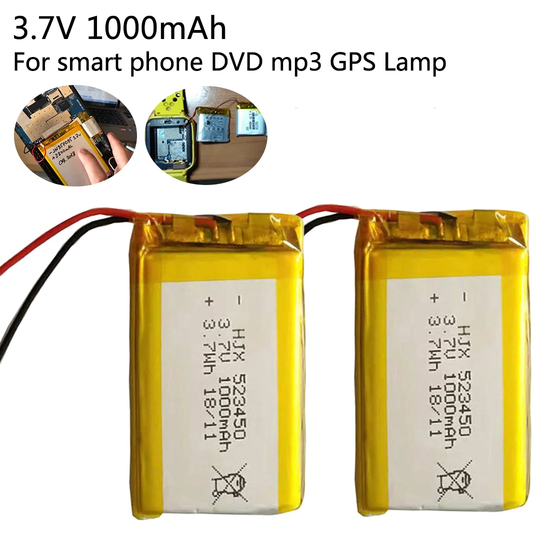 Перезаряжаемый литий ионный полимерный аккумулятор 1000 мАч 3 7 в для смартфона