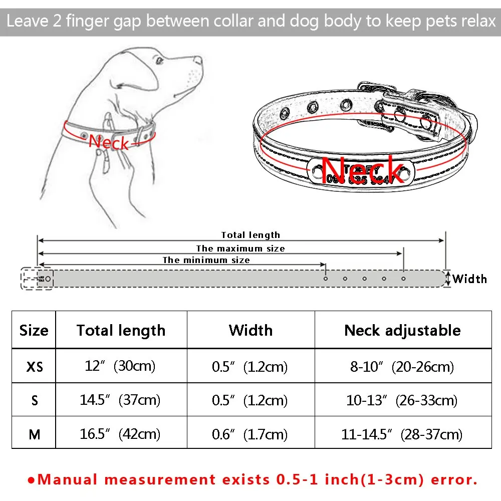 Персонализированный ошейник AiruiDog для собак светоотражающая кожа