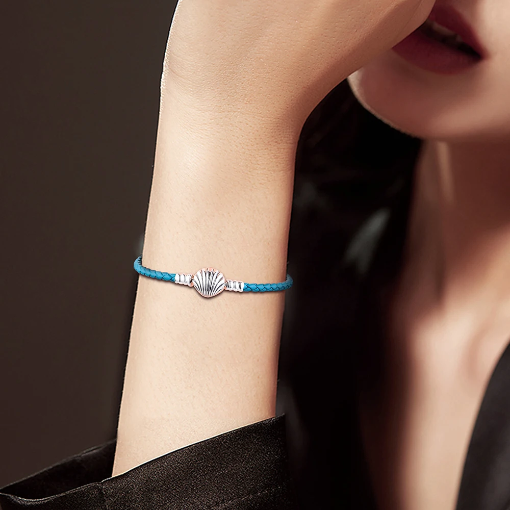 Новинка 2020 бирюзовые плетеные кожаные браслеты для женщин серебро 925 пробы