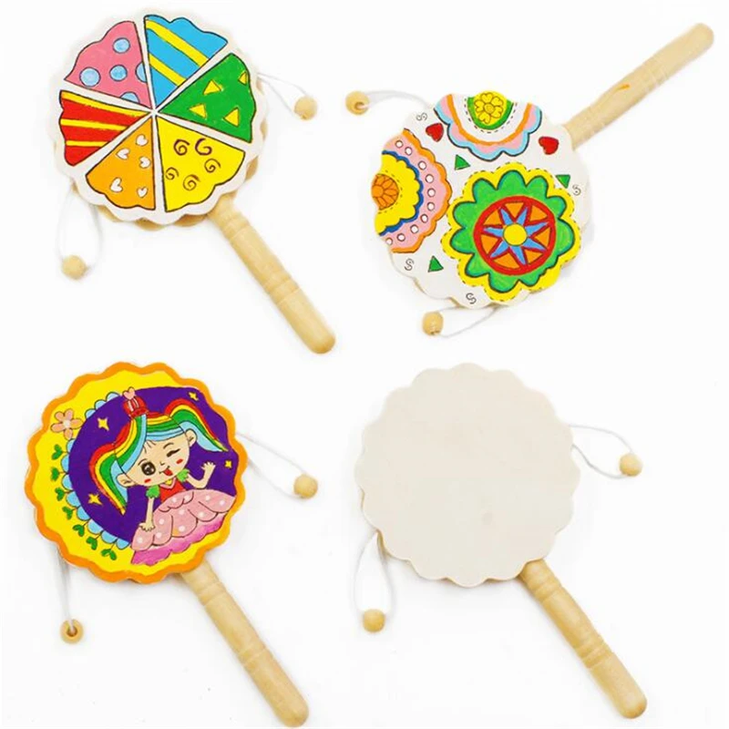 

Kids Rattle Drum Wooden Toy Chinese Traditional Rattle Drum Spin fun toys Hand Bell Music Toys Baby Stroller Comfort Toy Gift