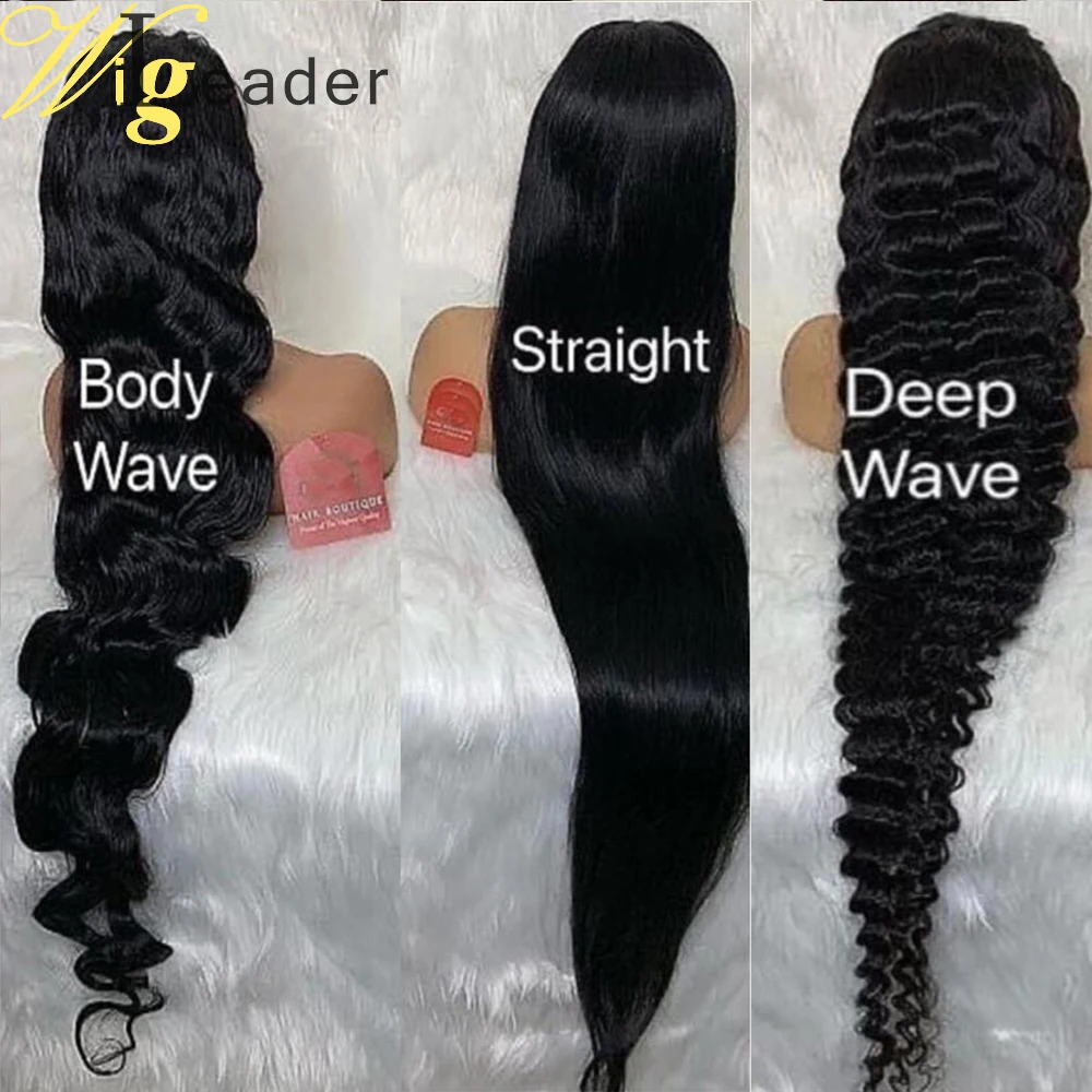 Wigleader Preplucked Human Hair Lace Front Wig curly Unprocessed Straight 180% 13×6 Lace Frontal Wig Deep Wave Lace Frontal Wigs