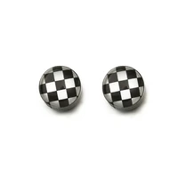 2020 new fashion womens design black and white checkerboard stud earrings handmade glass dome earring studs gifts jewelry