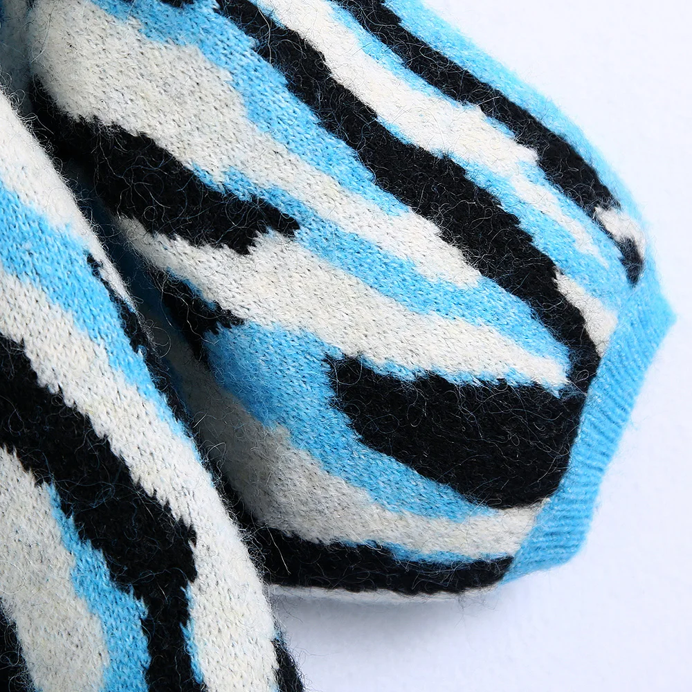 Свитера женская модная одежда 2021 зебра жаккардовый вязаный укороченный свитер