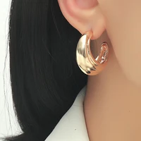 new metal geometric c shaped circle earrings fashion simple and creative retro cold wind earrings women wholesale