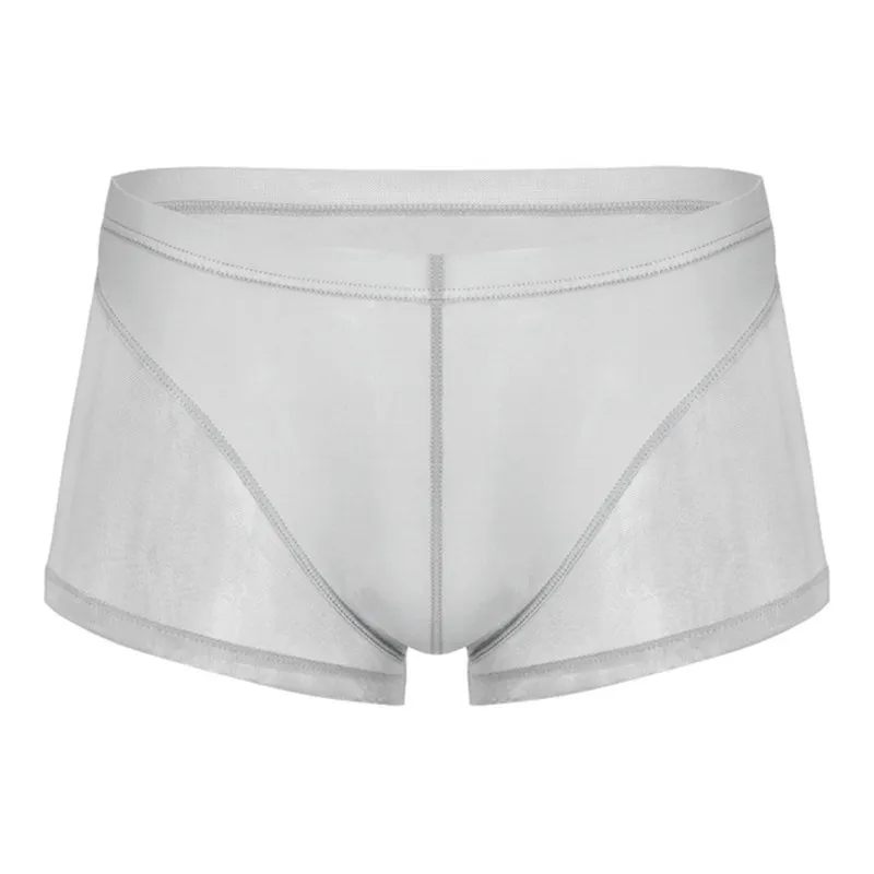 6Pcs/Box Thin Shorts Men's Solid Color Underwear Translucent High Elastic Low Waist U-convex UOMO Seasons Boxer Panties