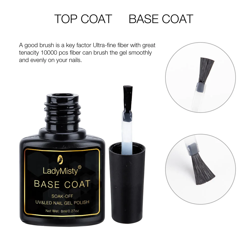 Базовое покрытие LadyMisty 8 мл гель для быстрой сушки лак ногтей удаляемый