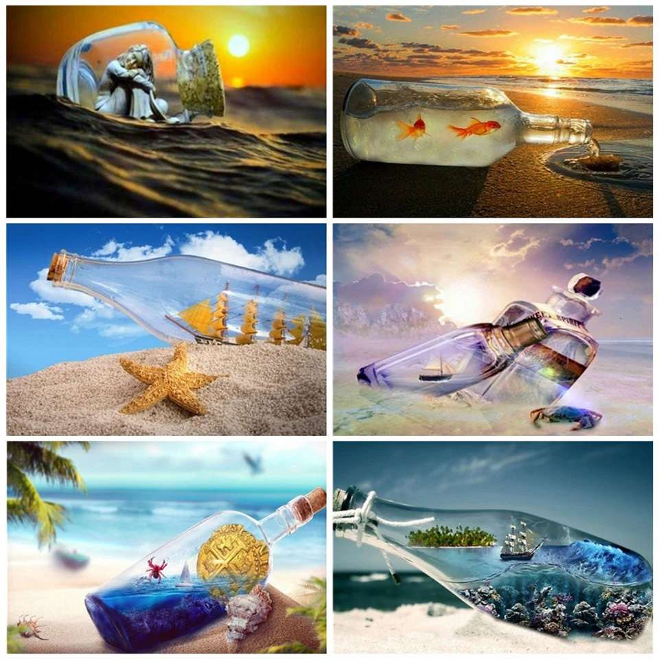 AZQSD рисовать Раскраска по номерам на холст для живописи Наборы Приморский DIY Unframe