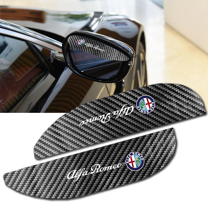 

2pcs Car Carbon Fiber Rear View Mirror Rain Water Proof Sitckers for Alfa Romeo GT Giulia Giulietta Stelvio Mito Ford Auto Goods