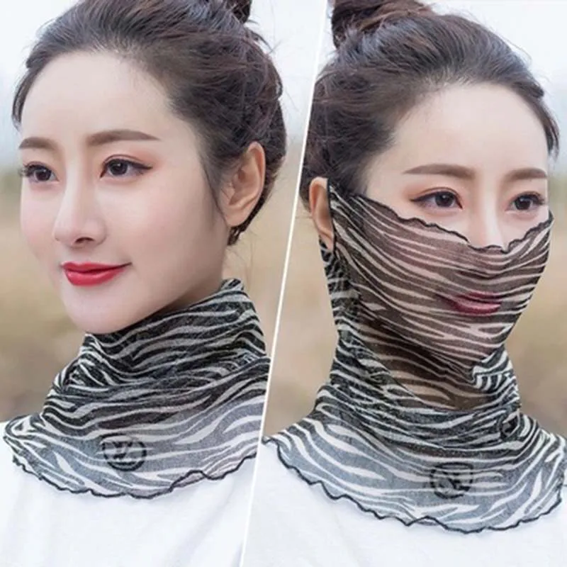 

Summer Thin Multi-Function Ever-Changing Sleeves Sunscreen All-Match Gold Mall Neck Veil Hanging Ears Silk Scarf Women U36