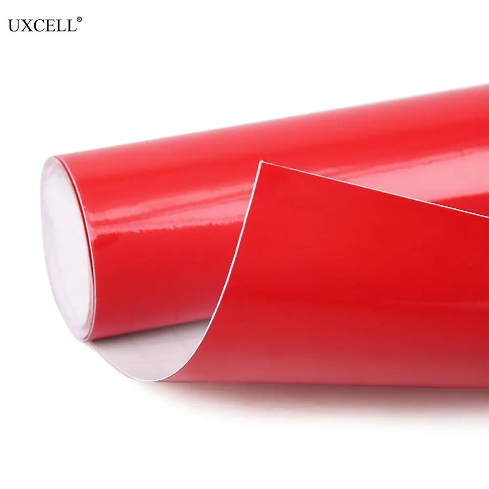 

Uxcell 1 Pack Self Adhesive Car Vinyl Film Wrap Sticker Gloss Black White Red Bubble Free 152cm x 60cm/30cm