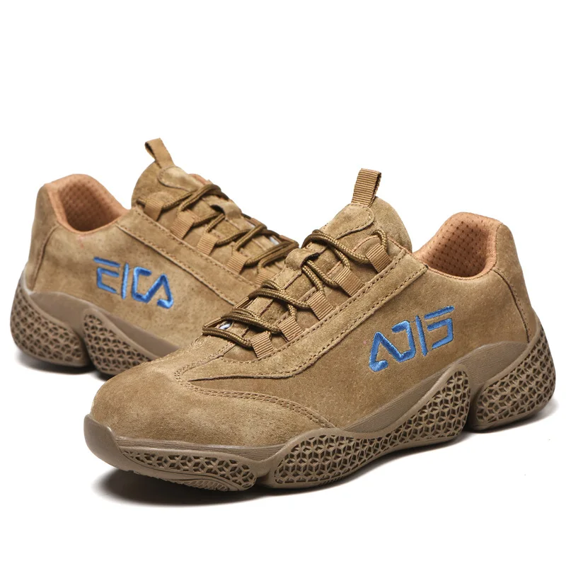 Новинка дышащая защитная обувь из свиной кожи нескользящая Нескользящая | Обувь