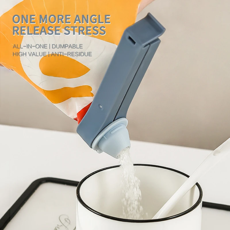 

Pourable Food Preservation Sealing Clip Tea Moisture-Proof Sealing Clip Discharge Spout Plastic Bag Clip Resealable Bags Hot
