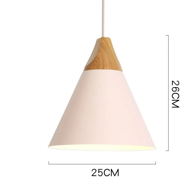 25cm Pink Современный светодиодный подвесной светильник в скандинавском стиле из дерева, для кафе, ресторана, спальни, кухни, разноцветное украшение для дома, алюминиевый светильник - Цвет корпуса: 25cm Pink