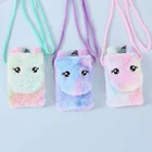 Плюшевый мультяшный кошелек для мелочи в виде единорога, миниатюрная сумка через плечо для девочек, детский мессенджер, чехол для телефона, детские подарки