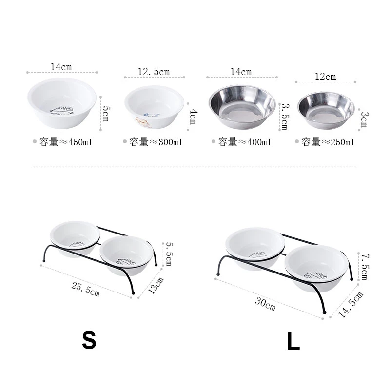 Двойная керамическая Нескользящая миска из нержавеющей стали для кормления